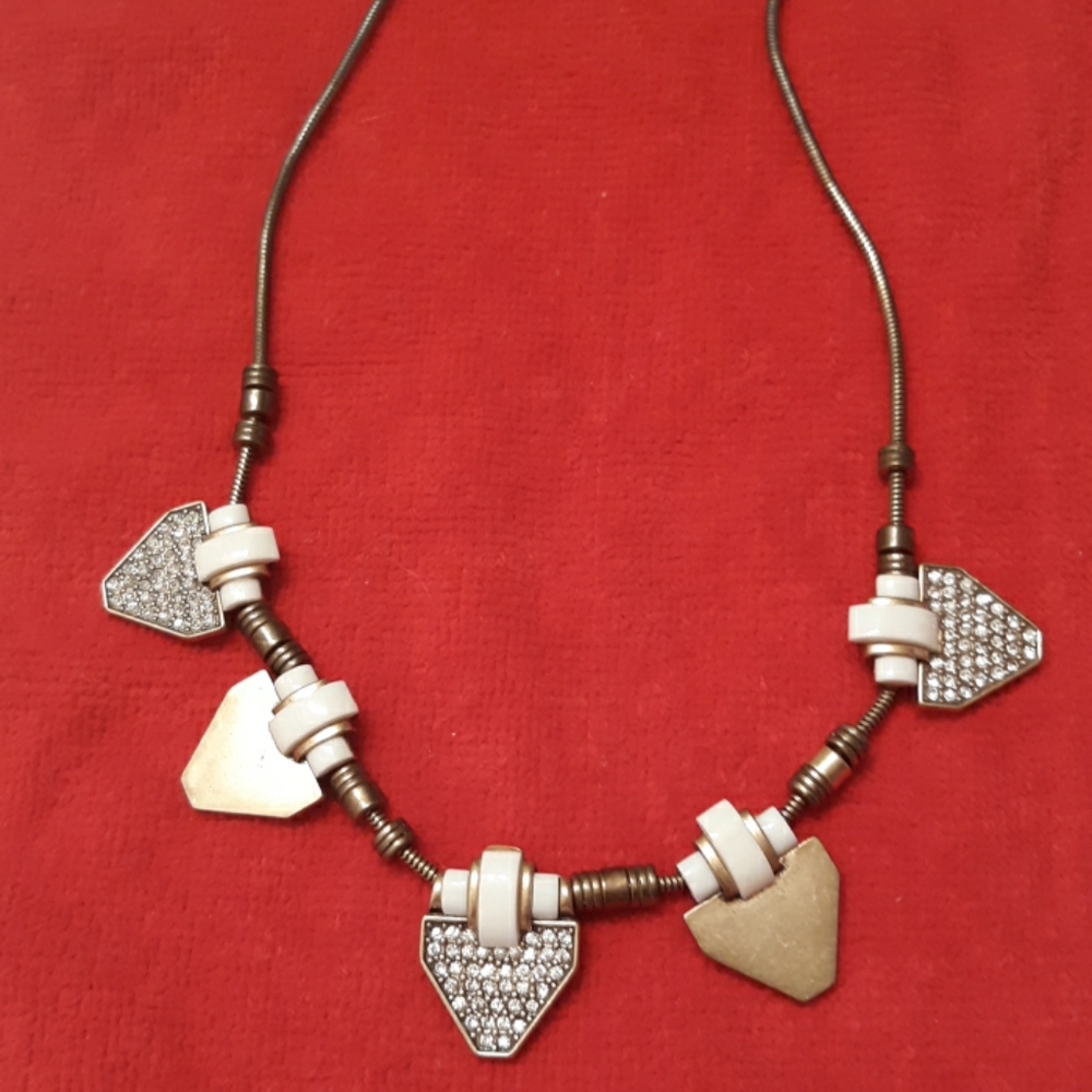 J Crew Goldtone & White Statement Necklace